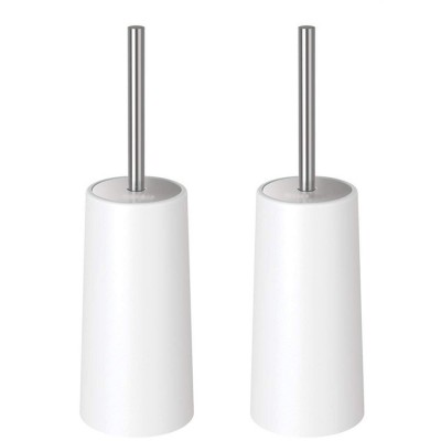 Juyte toilet white glass brush holder set toilet brush