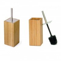 Hand made stainless steel handle toilet accessories brush  bamboo brush holder